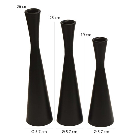 Set X3 Candelabros Metal Portavelas Iluminación Decoración Negro