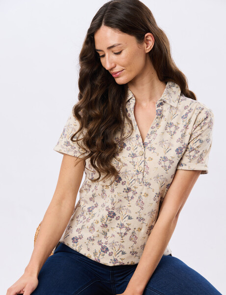 CAMISA ESTAMPADA DE ALGODÓN Beige