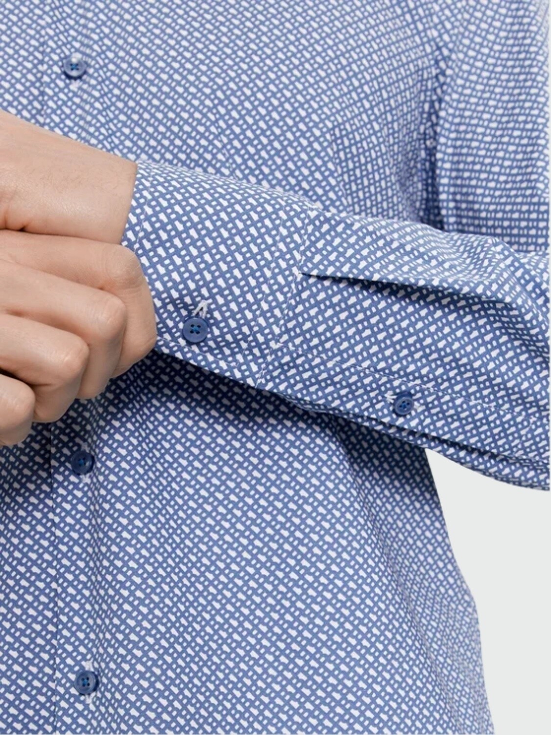 BOSS - Camisa slim fit con estampado de monogramas en algodón elastizado, H-HANK-KENT 0