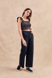 Top Volados Lurex Negro
