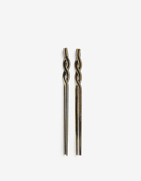 Aros Colgantes Largos Metal Aros Largos Biplating - Combinacion Bicolor