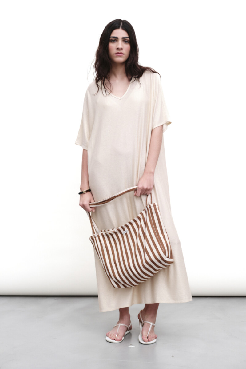 Vestido Lurex Goya Beige