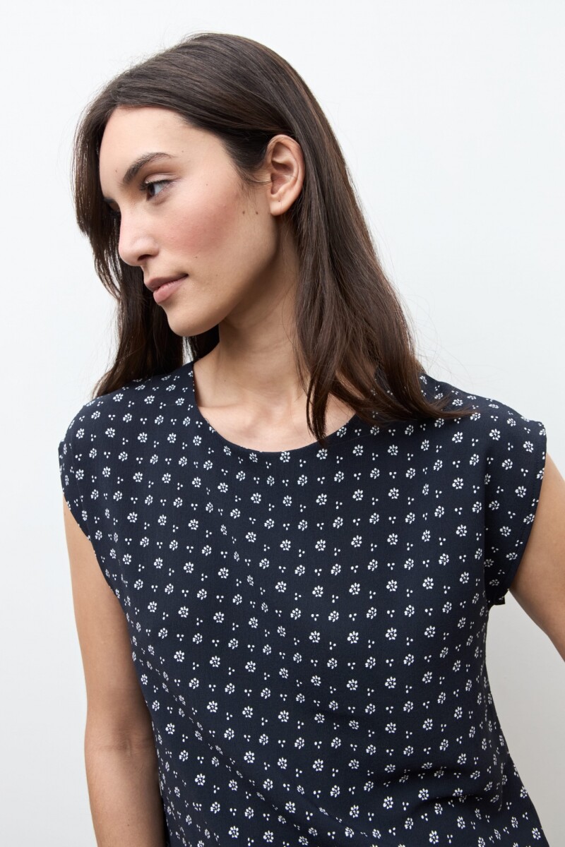 Blusa estampa Paisley azul marino