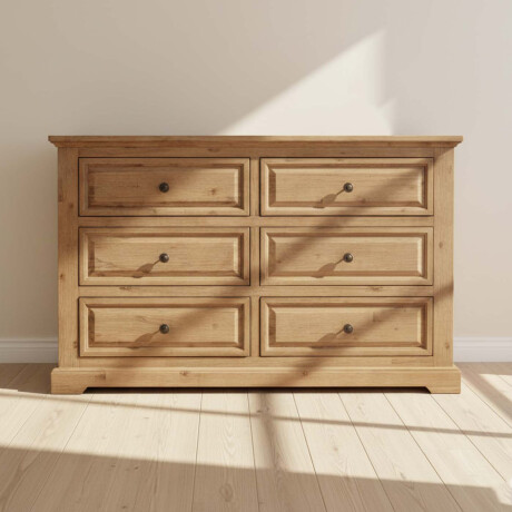 CÓMODA 6 CAJONES MADERA-ACACIA NATURAL-BEIGE WESTPORT