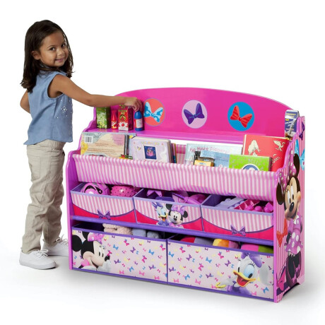 Mueble Organizador Libros Juguetes 5 Cestos Personaje Disney Minnie