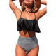 Malla Bikini de Dos Piezas De Tiro Alto Negro