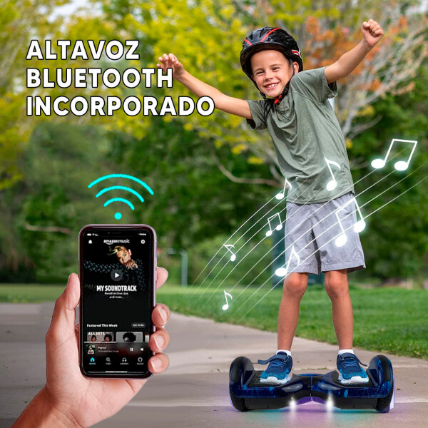 Skate Patineta Eléctrica 6.5" Con Música + Luces Led AZUL