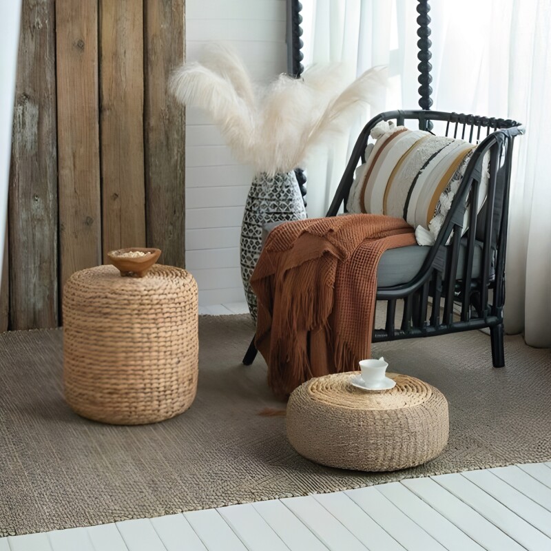 PUFF JACINTO TRENZADO 41x41x15CM PUFF JACINTO TRENZADO 41x41x15CM