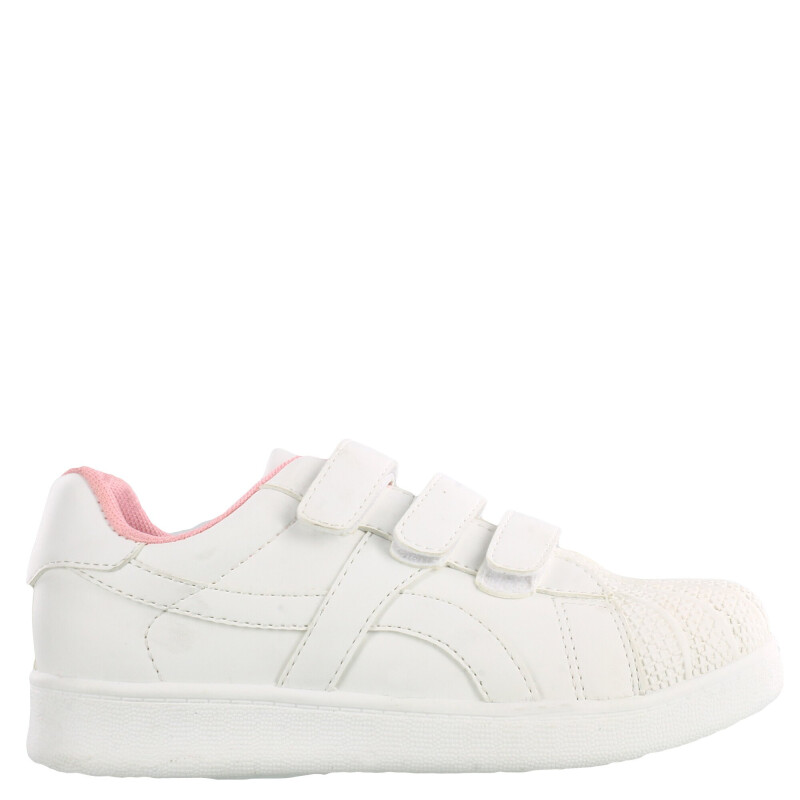 Championes Infantiles Push DANISH con velcros Blanco - Rosado