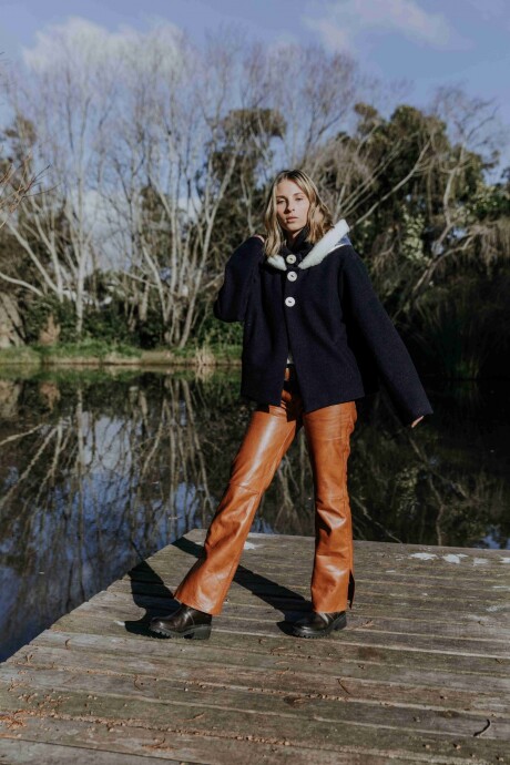 Leather Jeans Camel