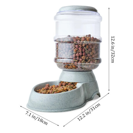 Plato Comedero Dispensador de comida Mascotas Perro Gato Celeste
