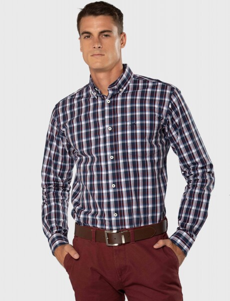 CAMISA A CUADROS Bordeaux