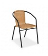 Silla Si­mil Rattan y acero clasica Beige