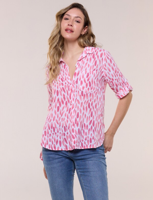Camisa Estampada Y Ruedo Asimetrico ROSA/MULTI