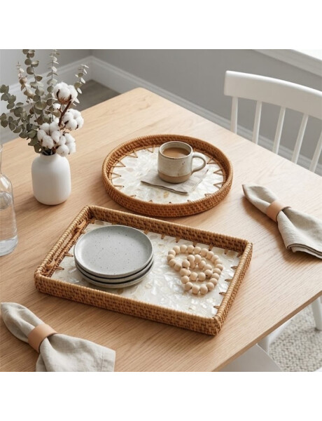 BANDEJA RECTANGULAR 33X23X4CM FIBRA Y NACAR BLANCO BANDEJA RECTANGULAR 33X23X4CM FIBRA Y NACAR BLANCO