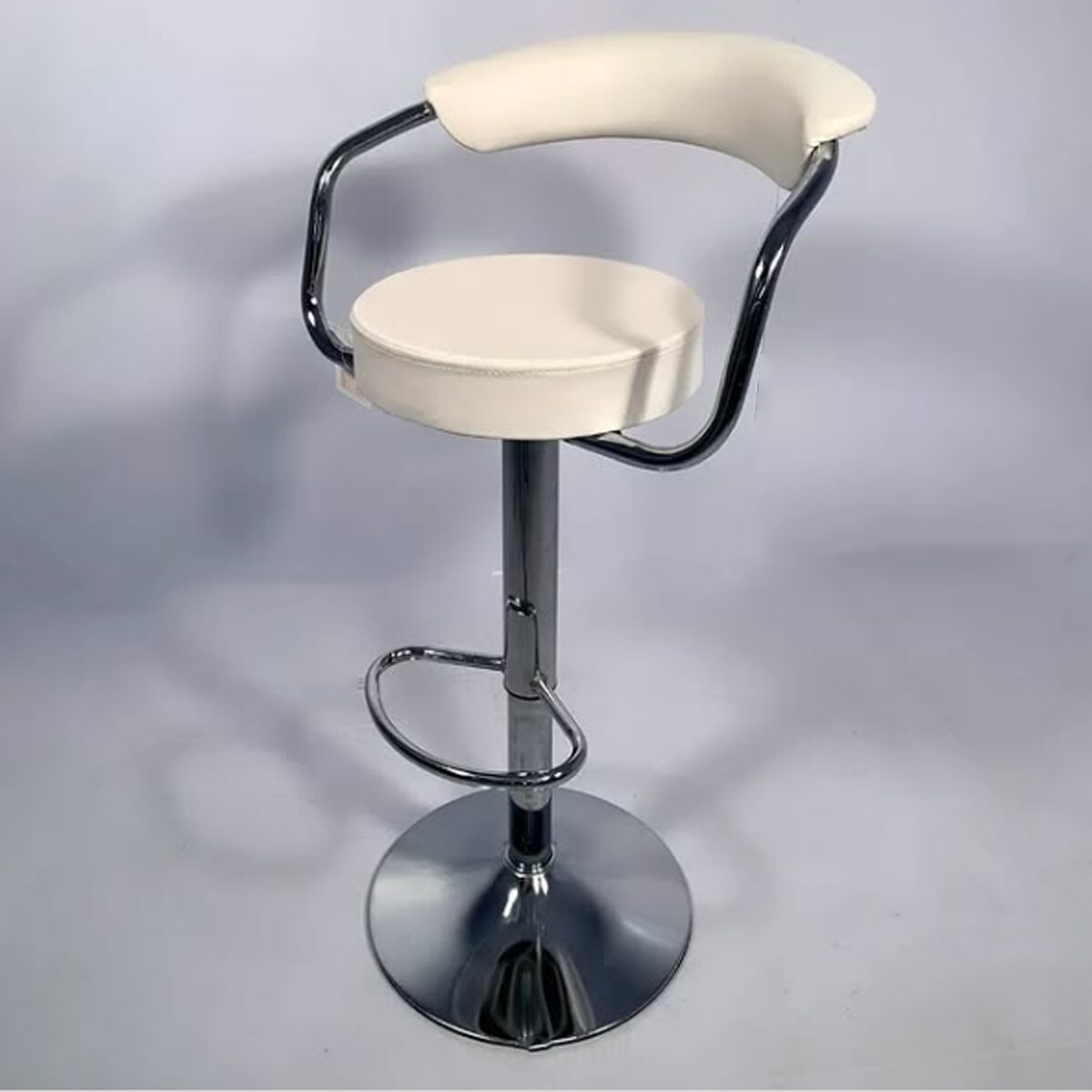 Taburete Con Respaldo Banqueta Cuero sintético - Blanco 