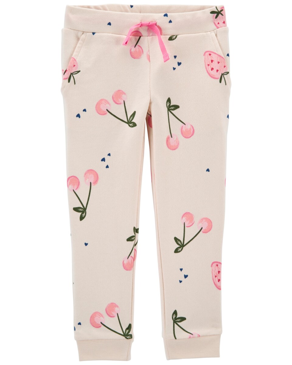 Pantalón de algodón con felpa diseño cerezas 