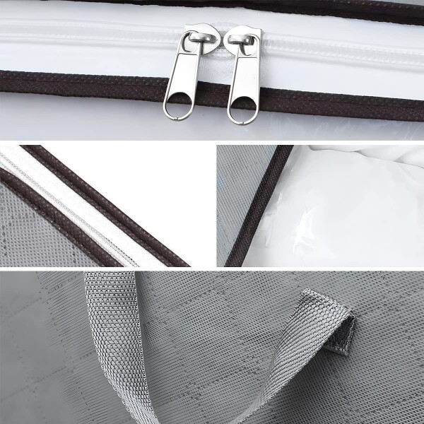Caja Organizadora De Tela Guarda Mantas Ropa 60x45x30 Cm Variante Color Gris