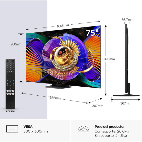 Smart Tv Tcl 75 Qled Mini Led Premiun 75c7l TV 75 TCL QLED MINI LED 75C7L