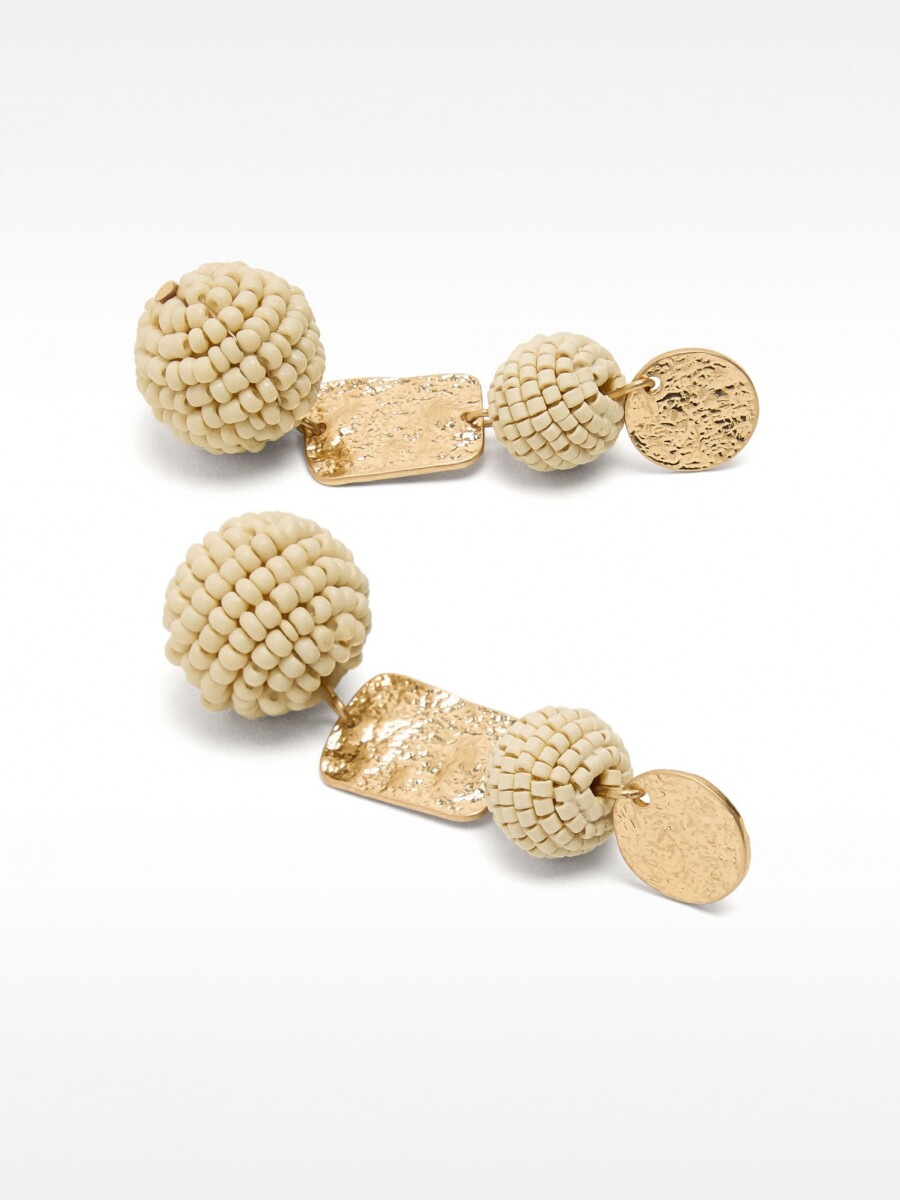 Pendientes Largos De Esfera Con Cuentas blanco
