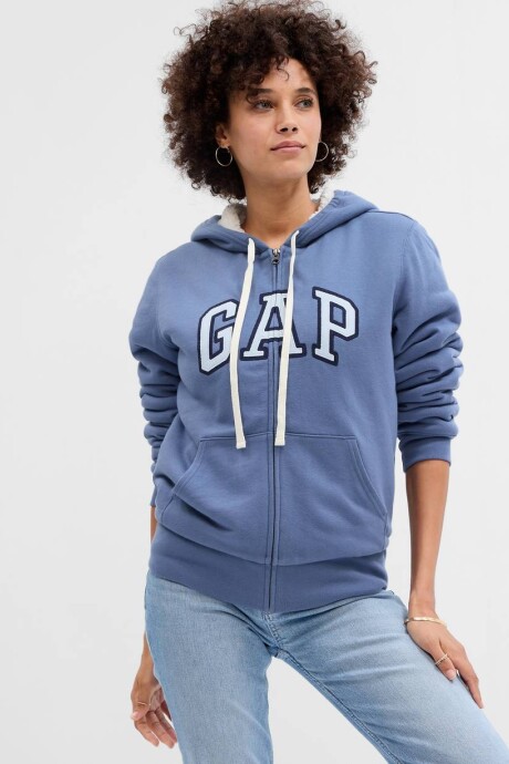 Canguro Con Corderito C/Cierre Logo Gap Mujer Bainbridge Blue