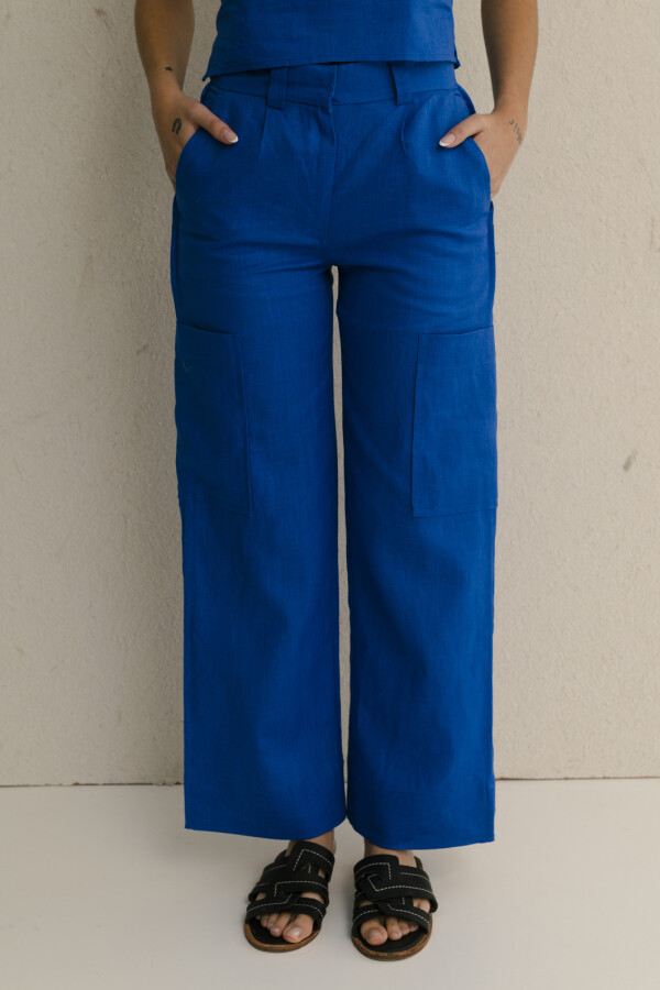PANTALON LINO GAIA AZUL