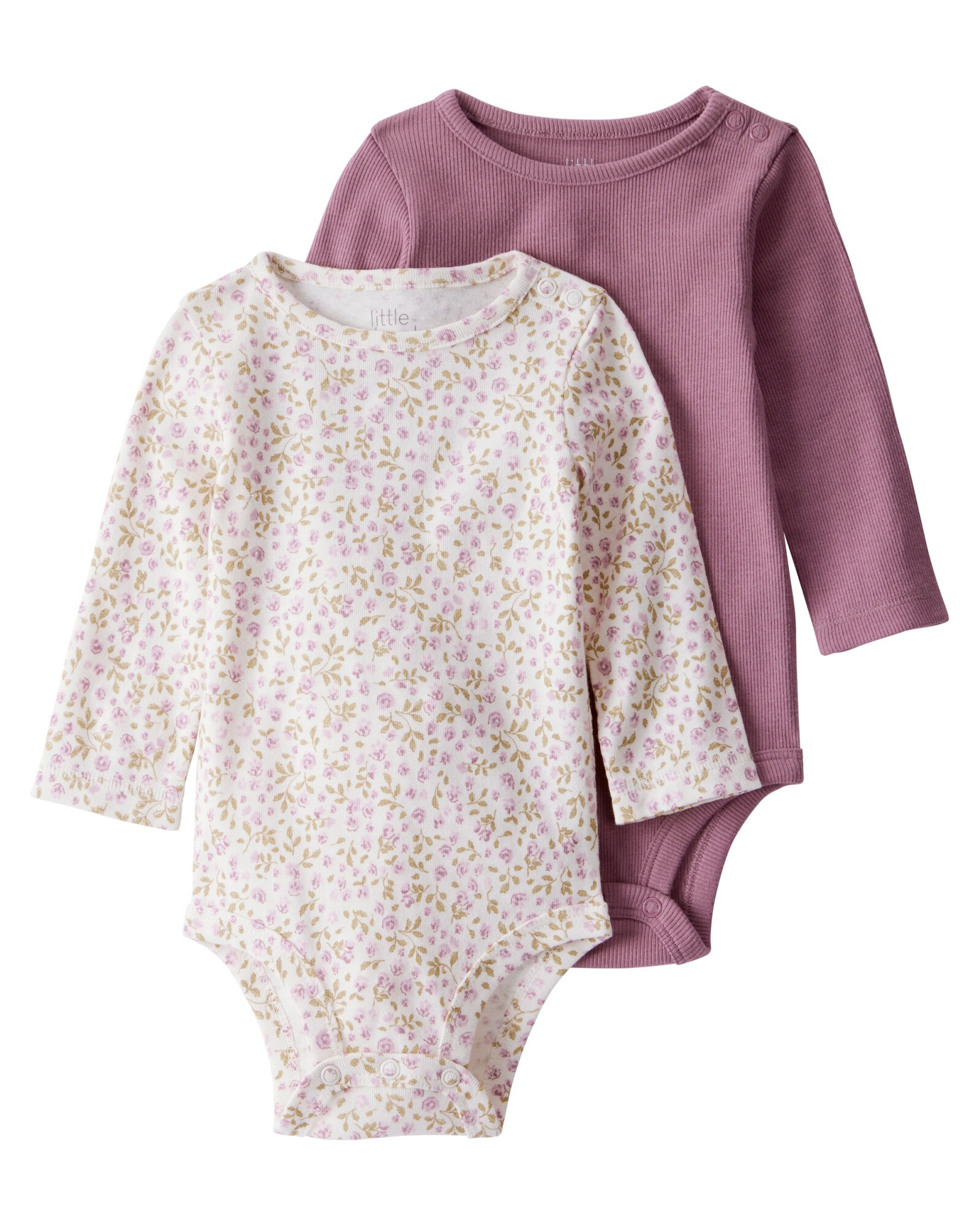 Pack dos bodies de algodón orgánico, diseño floral Sin color