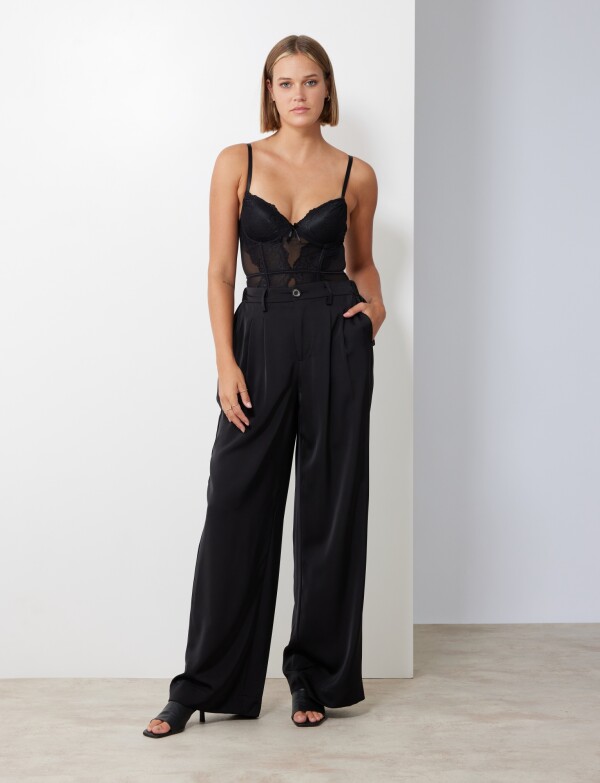 Pantalon Saten Wide NEGRO