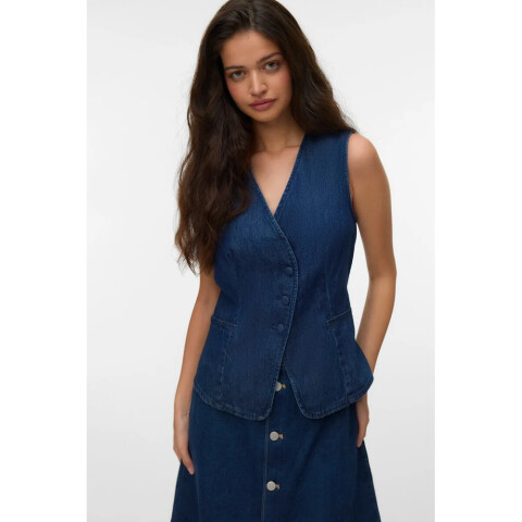 VMMINDY SL DENIM WAISTCOAT SI332 Dark Blue Denim