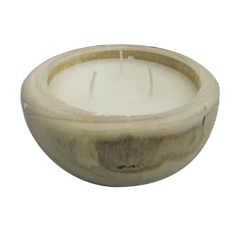 Vela Redonda con Soporte de Madera 19 x 6 cm U