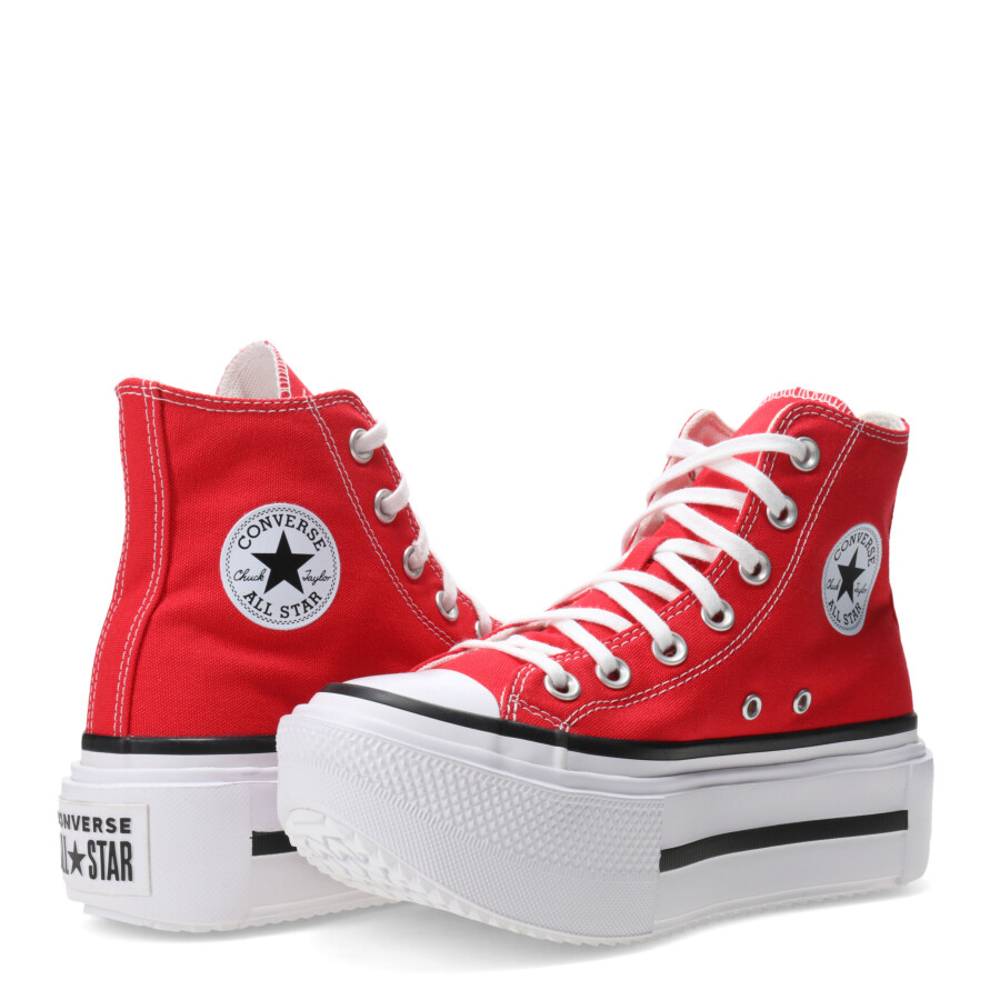 Championes Unisex Converse Ctas Lift Double Stack HI Rojo - Blanco - Negro