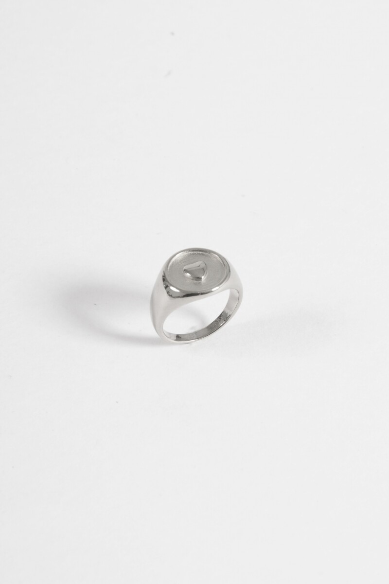 Anillo acero sello cora plateado