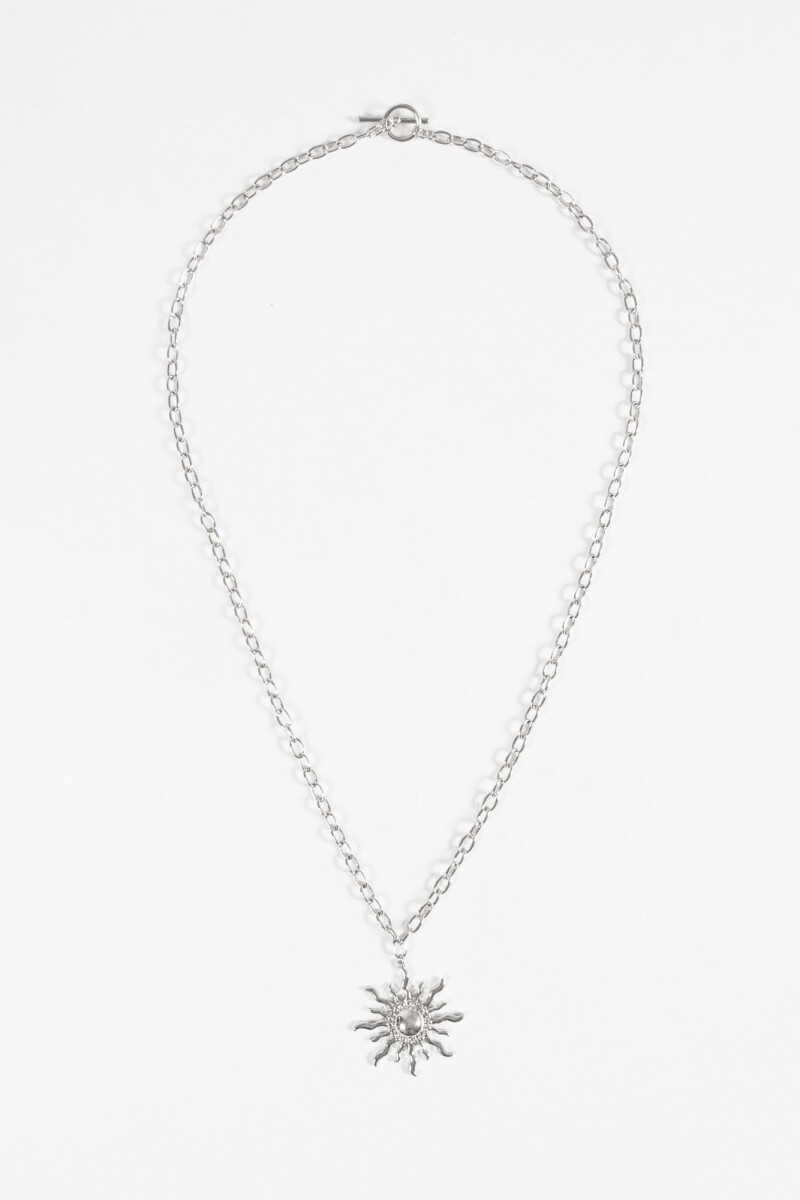 Collar cadena dije sol plateado