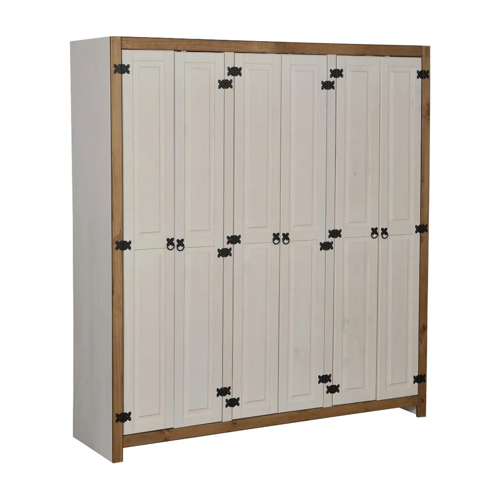 ROPERO 6 PUERTAS GUARDARROPA ARMARIO PLACARD CLOSET EN MADERA MACIZA - LINEA MEXICANA BLANCO