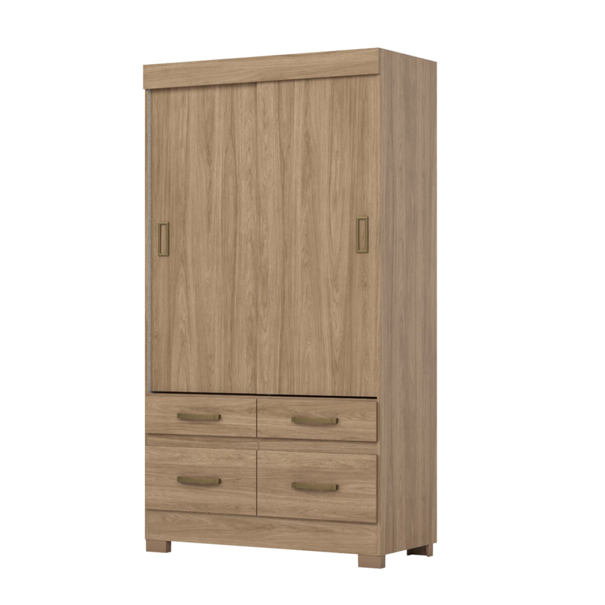 ROPERO 2 PUERTAS CORREDIZAS 4 CAJONES GUARDARROPA ARMARIO PLACARD CLOSET - COLOR MADERA - FLEX 