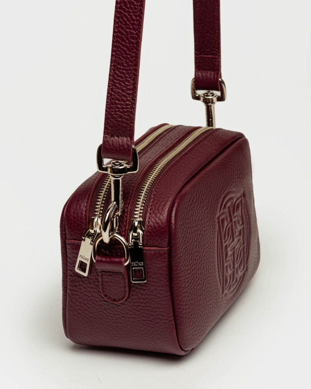 Bandolera New Eterial en Cuero Graneado Bordeaux