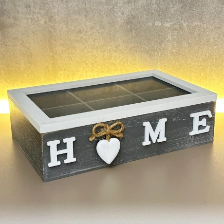 Caja Porta Te Madera 6 Divisiones Largo 24cm x Ancho 15cm x Alto 7cm Caja Porta Te Madera 6 Divisiones Largo 24cm x Ancho 15cm x Alto 7cm