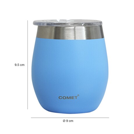 Mate en Acero Inox c/ Tapa Vaso Térmico Bebidas 240ml Comet Celeste
