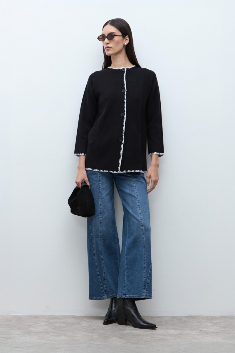 Sacón bordado en contraste - negro 