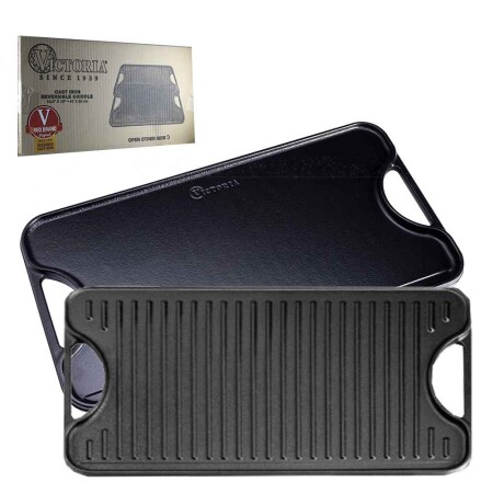 Plancha Hierro Curado Reversible 47x25cm C/Asas (455) Ref.34 NEGRO