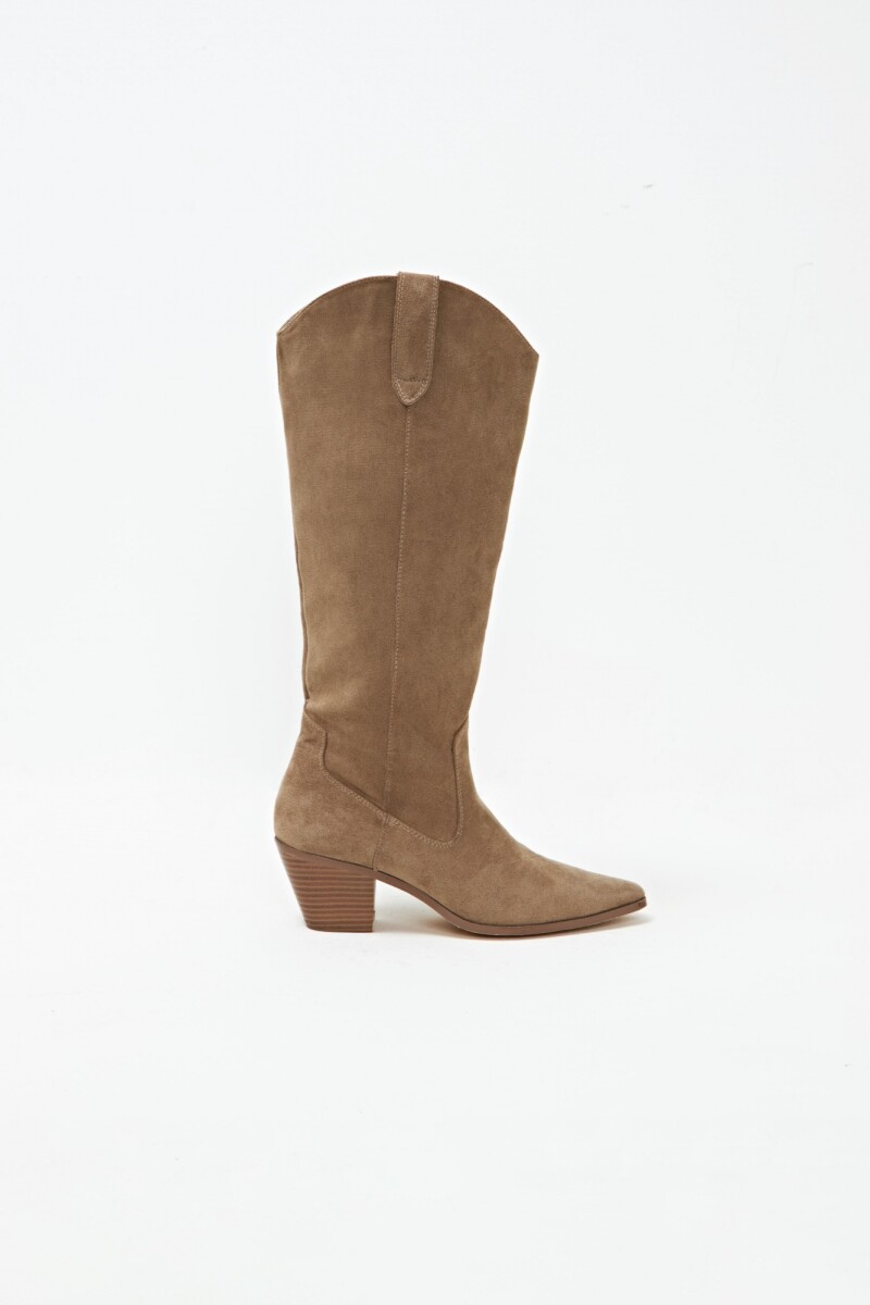 Bota tejana de suede beige