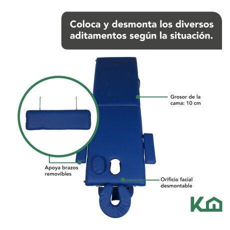Cama Camilla Masajes Portatil Plegable 2 Secciones Azul