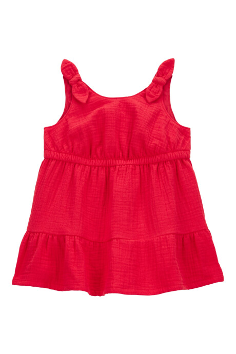 Vestido de algodón, con lazos, rojo Sin color