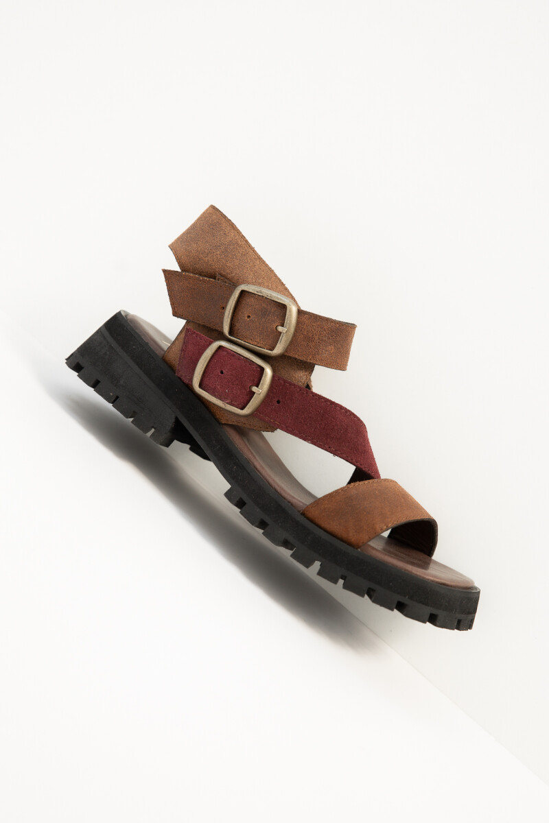 Sandalia Fresia Marron/Bordeaux