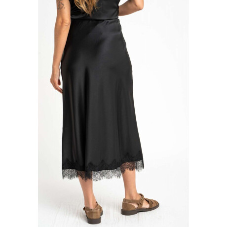 Falda Midi Satinada Negro