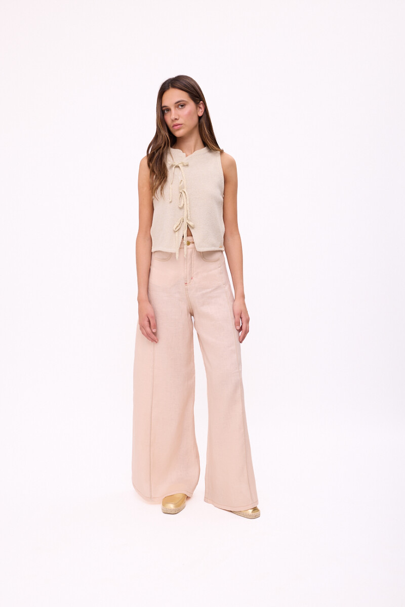 PANTALON WIDE XL LINEN SS26 - Manteca 