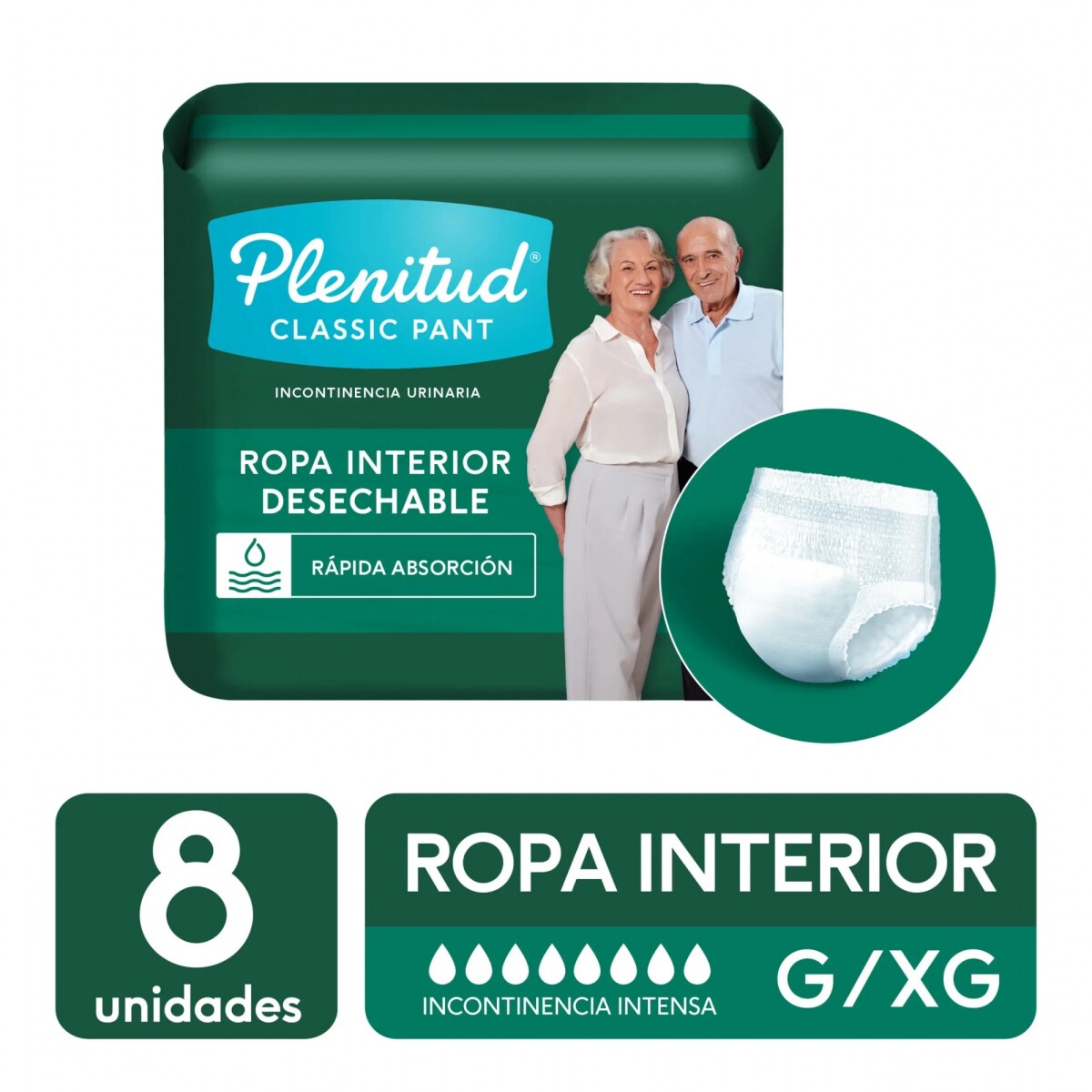 Pañal Adulto Clásico G - XG Plenitud 8 Unidades 
