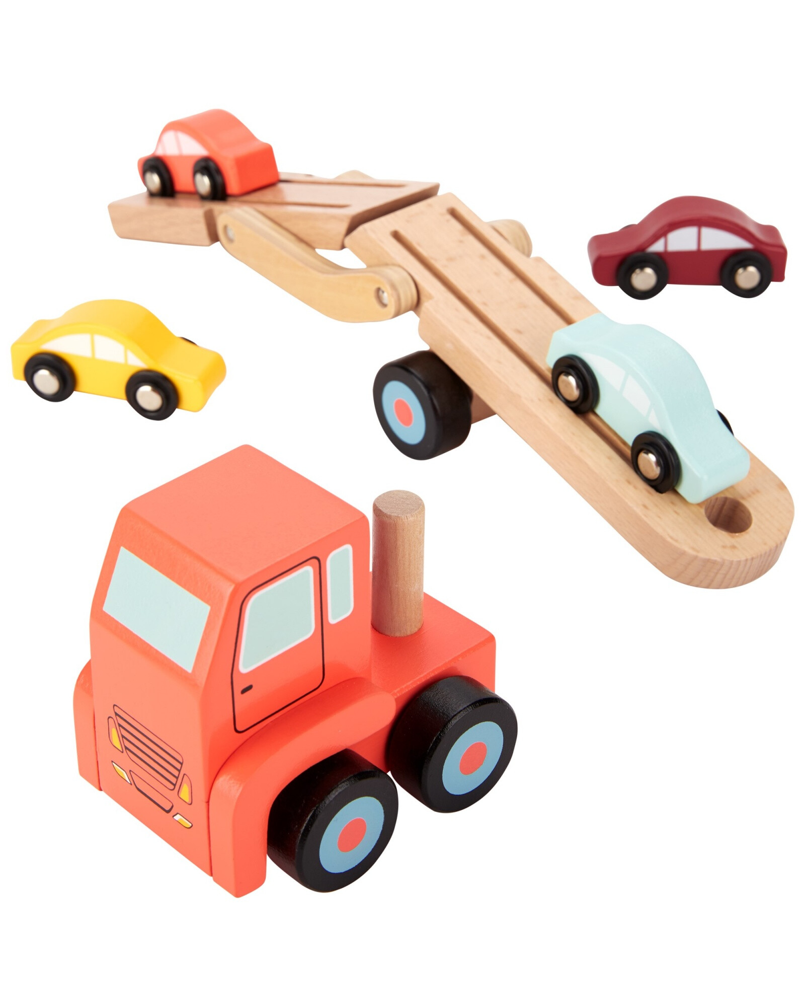 Set camión de carga y autos en madera Set camión de carga y autos en madera