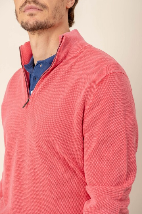 Sweater medio cierre Rojo