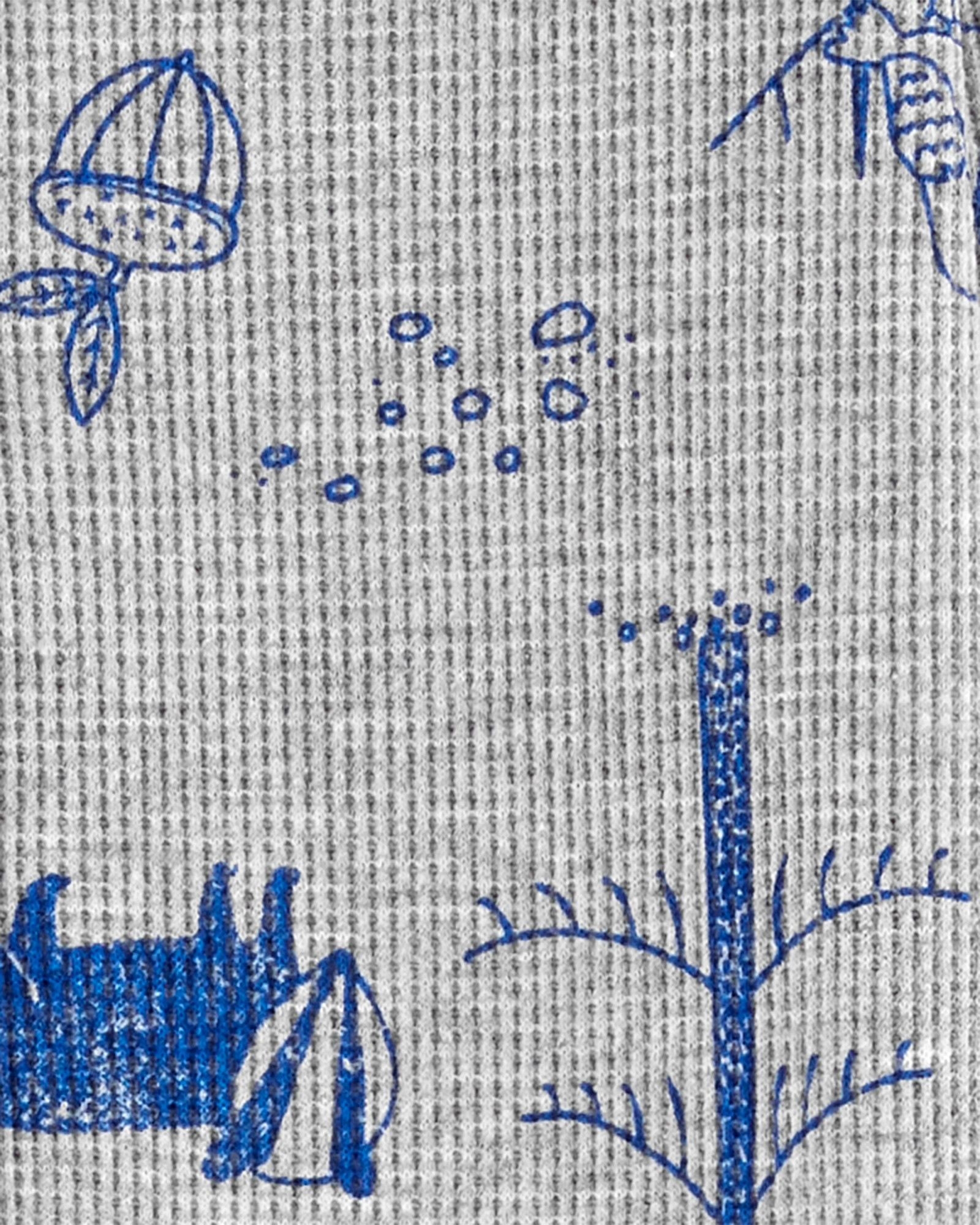 Pijama una pieza de algodón térmico con pie diseño bosque Sin color